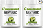 Soursop Graviola Gummies, Pureverve Max Strength Soursop Leaves Extract with Sea Moss & Zinc for Cell Support & Regeneration, Immunity, Liver and Antioxidant, Sugar/Gluten Free, Vegan - 120 CT, 2 Pack