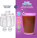 Pure Protein All-In-One Powder, Rich Chocolate - Whey & Collagen, High Fiber, Vitamins, No Added Sugar, Non-GMO, Gluten-Free, 1.25lb