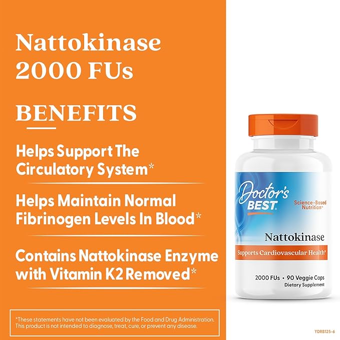 Doctor's Best Nattokinase 2000 FU Supplement for Men & Women - Supports Blood Flow, Heart Health, & Healthy Circulation, Nattokinase Enzyme Sourced from Japanese Natto, Capsule Form - 90 Veg Caps
