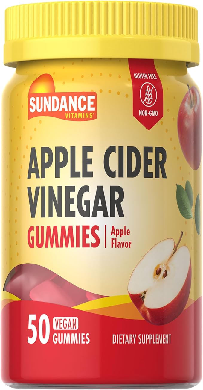 Sundance Apple Cider Vinegar Gummies | 50 Count | Apple Flavor | Vegan, Non-GMO, and Gluten Free Supplement
