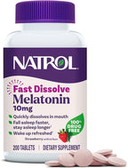 Natrol Melatonin 10mg Fast Dissolve Tablets - Strawberry Flavor, 200 Count, Sleep Support, Fast Dissolve Melatonin for Adults, 200-Day Supply