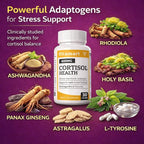 Cortisol Supplements for Women & Men | Ashwagandha Extract, Rhodiola & Adrenal Support Blend | Cortisol Manager & Reducer for Stress, Mood & Sleep Calm | Cortisol Health with Adaptogens, 30 Count