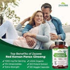 Zazzee USDA Organic Red Korean Panax Ginseng 20:1 Extract, 1000 mg, 5% Ginsenosides, 120 Vegan Capsules, Standardized and Concentrated 20X Root Extract, 100% Vegetarian, All-Natural, Made in the USA