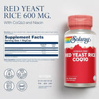 SOLARAY Red Yeast Rice Plus CoQ-10 & No-Flush Niacin Vitamin B-3, Healthy Heart & Cardiovascular Support, Non-Irradiated & Citrinin Free, 60 Servings, 60 VegCaps