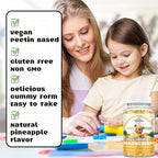 Magnesium Complex Gummies- Calm Chewable Gummies for Kids & Adults- Magnesium Glycinate Supplement-w/Omega-3, Vitamin B6, D3- Support Calm Stress Relief, Bones, Mood, Pineapple Flavor