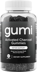 Gumi Nutrition Coconut Activated Charcoal Gummies - Charcoal Supplements for Detox, Oral Health & Gut Health - 200mg Gummy Vitamin - Gluten Free, Vegan & Non GMO - Natural Açaí Flavor (60 Count)