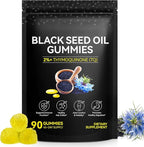 Black Seed Oil Gummies,Contains 500mg of Cold-Pressed Black Seed Oil,Promotes Digestion | Gluten Free | Non-GMO | Pectin Base,Hair Strength & Skin Hydration,90 Gummies