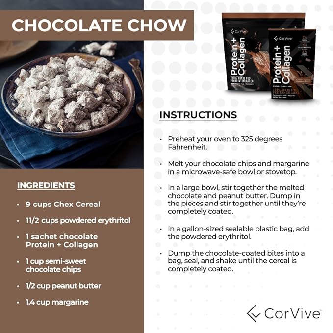 Protein + Collagen Powder | 23g Protein (Grass-Fed Whey + Collagen) | 3.7g BCAAs | Supports Muscle & Joint Health | Gluten & Soy Free | No Artificial Ingredients | 15 Sachets - Chocolate