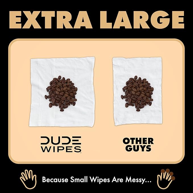 DUDE Wipes Morning Grind Flushable Wipes - Coffee Scented Extra-Large Adult Wet Wipes - 3 Pack (144 Count) - Infused with Coffee Oil, Vitamin E, and Aloe - Septic and Sewer Safe