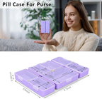 FYY Daily Pill Organizer, 7 Compartments Portable Travel Pill Case, [Folding Design] for Purse Pocket to Hold Vitamins,Cod Liver Oil,Supplements and Medication-Purple