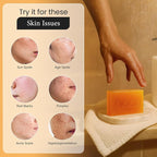 QOOQ Turmeric Kojic Acid Soap for Dark Spots Remover – Facial Cleansing Bar with Vitamin C, Retinol, Collagen, Vitamin E, Glycerin, Shea Butter & Castile Olive Oil – Soap for Women & Men (100g)