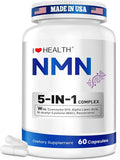 NMN Supplement, 5-in-1 Complex with NAC, Alpha Lipoic Acid, CoQ10 & Resveratrol - High Absorption Anti Aging Formula - Third Party Tested, cGMP, Gluten Free - 60 Capsules