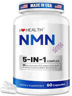 NMN Supplement, 5-in-1 Complex with NAC, Alpha Lipoic Acid, CoQ10 & Resveratrol - High Absorption Anti Aging Formula - Third Party Tested, cGMP, Gluten Free - 60 Capsules