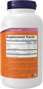 NOW Supplements, Sunflower Lecithin 1200 mg with Phosphatidyl Choline, 200 Softgels