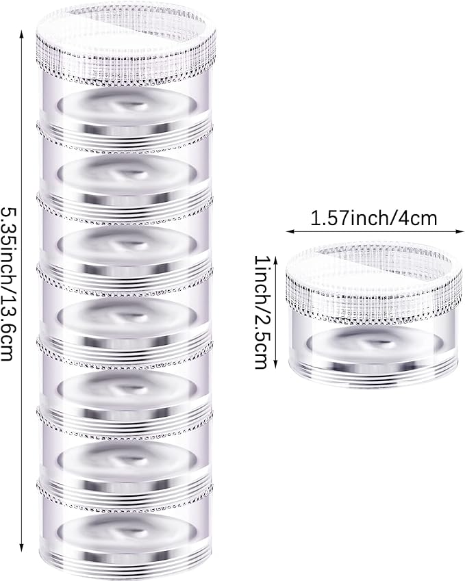 Sieral 4 Pack 7 Day Stackable Pill Organizers Round Pill Organizer Case Stackable Weekly Supplements Vitamins Individual Storage Container Boxes Holder Dispenser with Lids for Travel Medicine, Clear