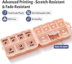 Foldable & Portable Weekly Pill Organizer 2 Times a Day with Clear Printed Labels - 7 Day AM PM Medicine Box, Week Daily Travel Pill Meds Case Holder for Medications, Vitamin, Supplement - Pink