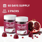 M inch Beet Root Gummies, Blood* Pressure Support & Nitric Oxide Booster, 8-in-1 Wellness Formula with Grape Seed, Coq10, Folic Acid, Vitamin C, B3 & B12, Sugar Free, Vegan, Pomegranate Flavor, 2 Pack