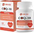 OMOGS CoQ10 400mg Softgels, Coenzyme Q10 High Absorption Supplements Support Heart Health, Cardiovascular Health, Immune System & Cellular Energy Production, Gluten Free, 60 Softgels