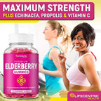 LifeCentric Health Elderberry Gummies for Kids & Adults Plus Vitamin C, Propolis & Echinacea Delicious Raspberry Gummy