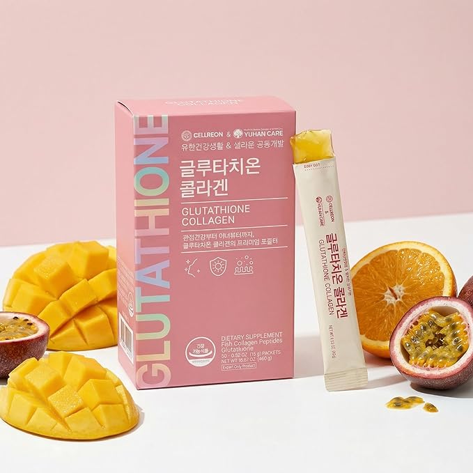 Korean Glutathione Collagen Jelly Sticks 30 Packets - Premium Beauty Supplement with 2000mg Fish Collagen Peptide, Anti-Wrinkle, Hydrating Skin Elasticity, Joint Support
