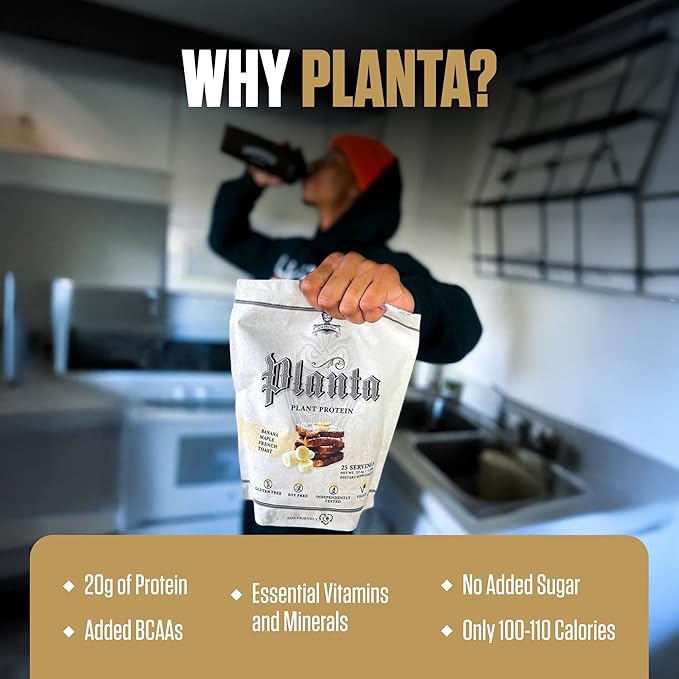 Ambrosia Plant Protein Powder 20g | Vegan Pea Protein Powder with BCAA Amino Acids | Dairy Free, Keto-Friendly, No Added Sugar | 25 Servings | Banana Maple