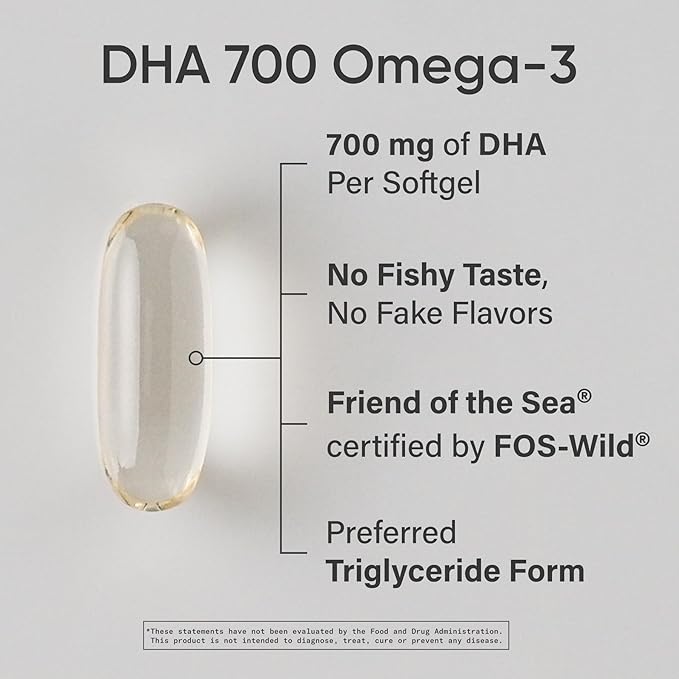 Sports Research® DHA Omega-3 Fish Oil 700 mg – Single Source Wild-Caught Fish – Supports Brain Health* – Burpless, Non-GMO, Gluten-Free, Sustainably Sourced – 90 Softgels