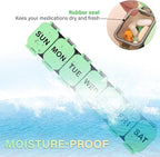 Extra Large Weekly Pill Organizer - XL Vitamin Holder with 7 Detachable Compartments, Portable Medicine Pill Organizer for Supplements, Daily Pill Case for Home and Travel,Green