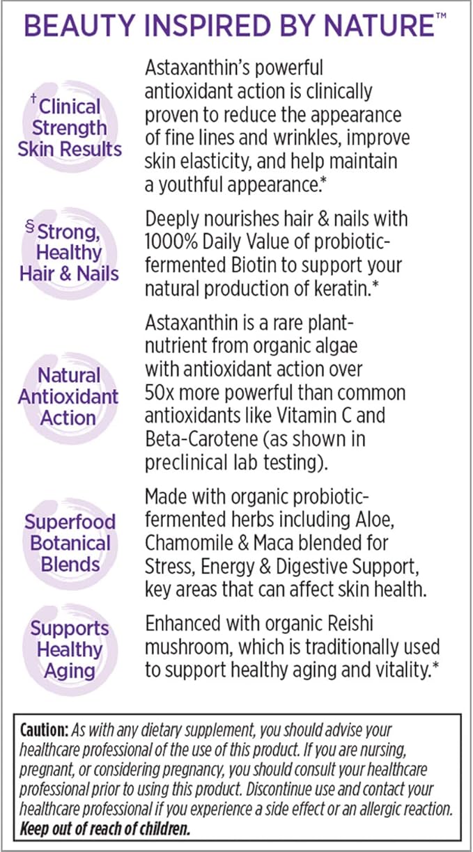 New Chapter Hair Skin & Nails Vitamins with Fermented Biotin+astaxanthin Vegetarian Capsule, 30 Count (Pack of 1)