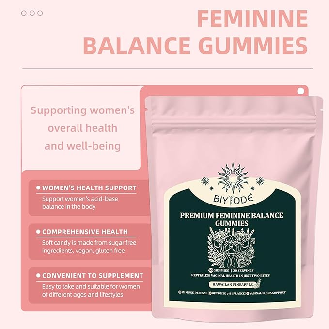 J-PRQ Premium Feminine Balance Gummies for Women's – Probiotic for Women, Hawaiian Pineapple Flavor, Supports Vitality & PH Balance - Vegetarian Friendly 60 Gummies