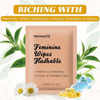 Feminine Wipes Individually Wrapped, Flushable Wipes Travel,Feminine Care Vaginal Wipes for Adult,Women, Girl and Homeless (Pack of 100,Chamomile)