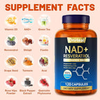 resveratrol Supplement for Energy & Skin - Anti-Aging Booster with resveratrol - Supports Cellular Health & Focus - 120 Capsules
