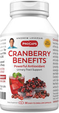 ANDREW LESSMAN Cranberry Benefits - 30 Capsules - Supports Bladder, Kidney and Urinary Tract Health. High Potency Standardized Extracts of Cranberry Fruit, Small Easy to Swallow Capsules