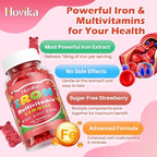 Iron Supplement Gummies for Kids with Multivitamin, Calcium, Zinc, Folate - Kids Iron Gummies Support Immune, Blood Builder, Iron Deficiency, Anemia & Energy - Vegan, Strawberry 60 Count