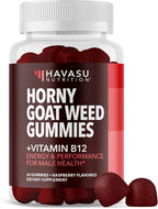 Horny Goat Weed Gummies with Vitamin B12 - Energy, Endurance & Performance Support for Male Health - 30 Count - Vegetarian-Friendly, Non-GMO, Pectin-Based - Raspberry Flavor, 15 Servings