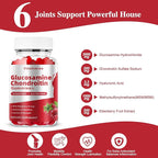 Glucosamine Chondroitin Gummies with MSM & Elderberry Extra Strength - Joint Support, Antioxidant Immune Support Supplement for Adults, Men & Women Minerals, coenzyme Q10, DHA - 60 Raspberry Gummies