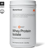 Momentous Essential Grass-Fed Whey Protein Powder - 20 g Whey Isolate Protein - NSF Certified for Sport - Gluten-Free - 25 Servings for Essential Everyday Use - Unflavored - Package May Vary