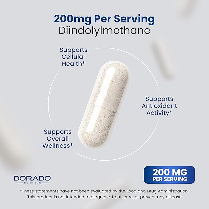 DIM Supplement for Women & Men (Diindolylmethane Estrogen Blocking Supplement, Hormonal Acne Treatment, Hormone Balance for Women) (200mg Per Serving) - Vegan, Gluten-Free, USA Made (60 Capsules)