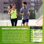 Calcium Citrate 1200mg Supplement with Vitamin D3 Gummies for Women & Men - Chewable Calcium Magnesium Zinc D3 K2 Supplement for Bone & Teeth Support, Vegan, Apple Flavor - 60 Gummies (2Pack)