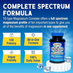 10 in 1 Magnesium Complex, 420mg Elemental Magnesium | Ultra Strength, Max Absorption | Chelated Magnesium Supplement for Nerves, Bone & Heart Health | Non-GMO, 90 Vegan Capsules