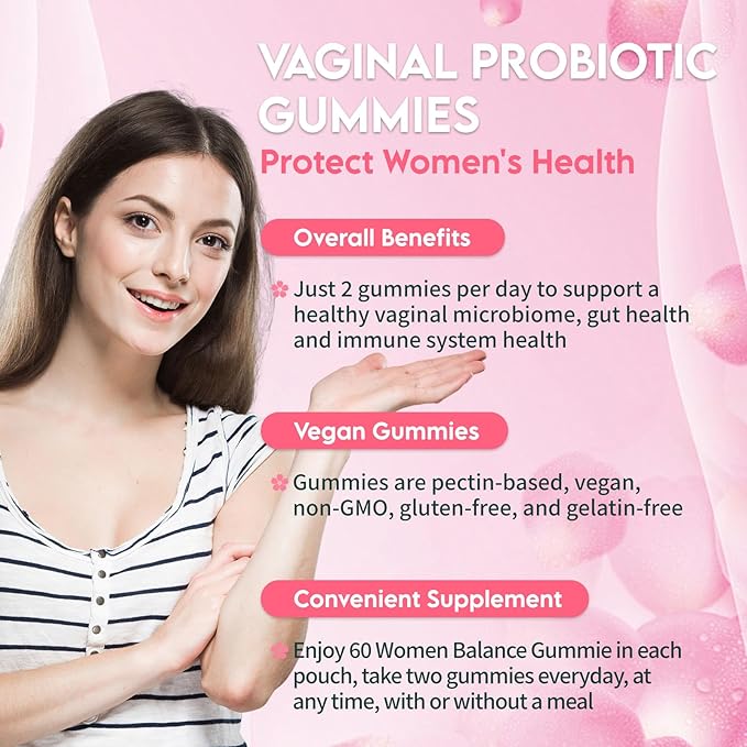 Airboy Vaginal Probiotic Gummies for Women, Pineapple Gummies for Women Balanced PH, Yeast Balance & Flora Support - 60 Gummies x 2 Pack