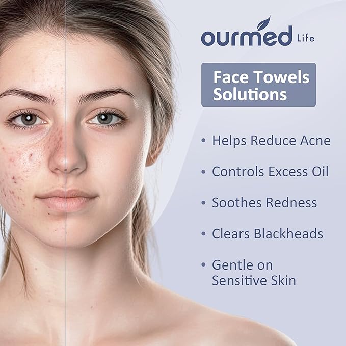 Ourmed Life Face Towels, Disposable Biodegradable Clean Facial Towels for Sensitive Skin, Lint- free Face Cloths for Makeup Remover, Skincare and Women Cleaning, Dry Wipes,300 Count EF Texture