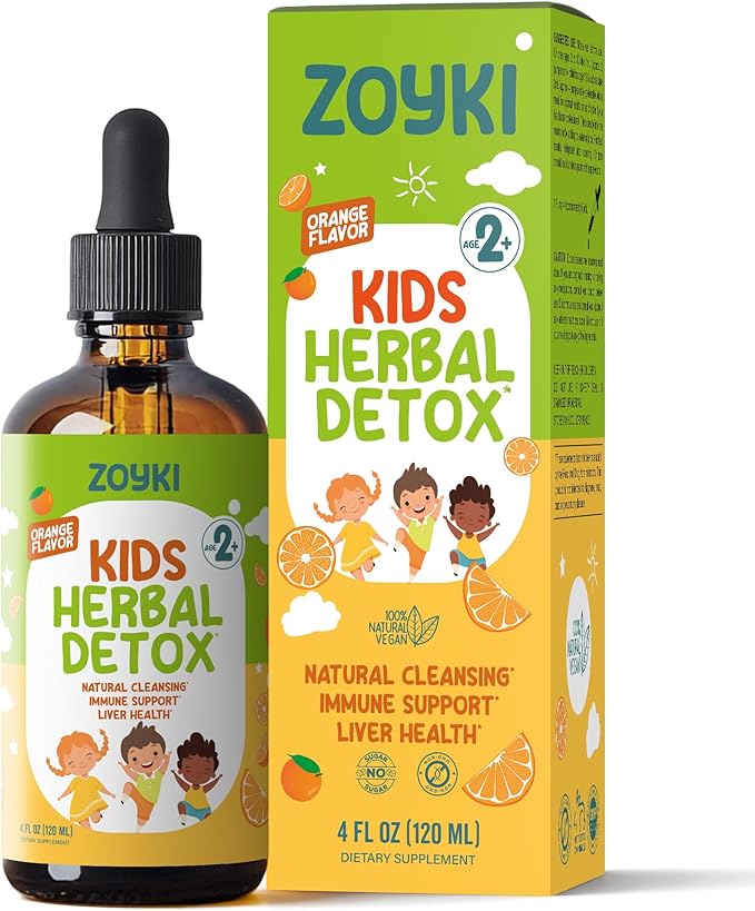 Herbal Detox for Kids - Natural Cleansing Liver Health & Immune Support Liquid Supplement - Vegan Gluten-Free Sugar-Free - 4 fl oz 120 mL