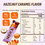 Fitness SHOCK Protein Bars Variety Pack - No Added Sugar, Low Calorie Low Carb Snack - Peanut Salted Caramel, Hazelnut Caramel, Coconut - 180 Kcal, 0g Added Sugar, 8g Fat, 13g Net Carbs - 12 x 50g