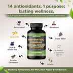 Gade Nutrition Resveratrol Berberine Quercetin Grape Seed Extract Green Tea Extract N-Acetyl Cysteine - 14 in 1 Complex Supplement for Women & Men with Potent Antioxidants - Made in USA