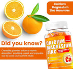 Calcium Magnesium Gummies for Women Men: 1200mg Calcium Citrate Zinc Gummy with Vitamin C D3 K2 - Vegan Sugar Free Chewable High Absorption Enegy Immune Support Supplement(120Count)