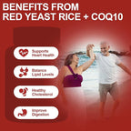 Red Yeast Rice 2000mg with CoQ10 100mg - Citrinin Free Heart Health Supplement with Citrus Bergamot & Hawthorn - Supports Healthy Cholesterol Levels - Vegan, Non-GMO Capsules 120 Counts