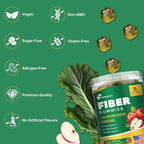 9G Fiber Gummies for Digestive Health & Regularity - No Sugar Added Apple Flavor - Prebiotic Fiber Supplement with Greens - Daily Gummies for Adults, Women & Men - 60CT