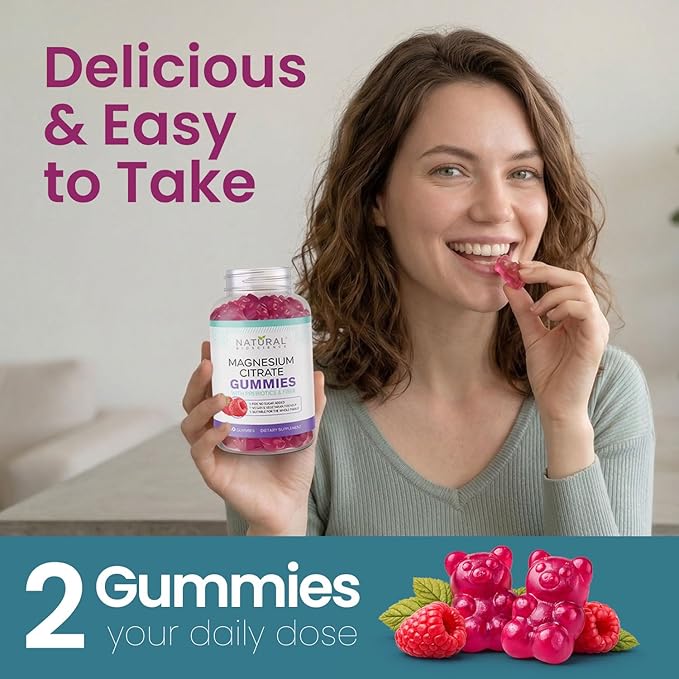 Sugar Free Magnesium Gummies - Calming Anti-Stress Gummies, Magnesium Supplement to Support Stress Relief, Sleep, Heart Health, Nerves, Muscles & Bones, 100 mg, Kids, Adults, Vegan, High Absorption