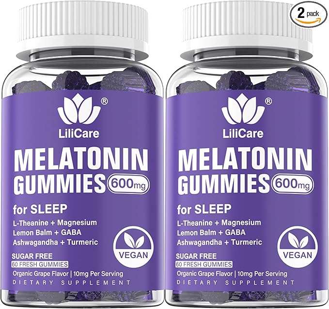 Melatonin 20mg Gummies for Adults (2 Packs) Extra Strength with L-Theanine, Ashwagandha, Magnesium, Turmeric, GABA, Lemon Balm and Chamomile for Supports Healthy Circadian Rhythm, Grape Flavor, 120ct
