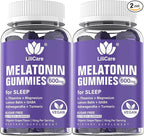 Melatonin 20mg Gummies for Adults (2 Packs) Extra Strength with L-Theanine, Ashwagandha, Magnesium, Turmeric, GABA, Lemon Balm and Chamomile for Supports Healthy Circadian Rhythm, Grape Flavor, 120ct
